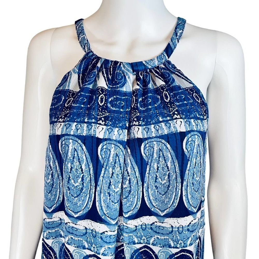 Sugarlips Paisley Print Halter Blouse Blue - Picture 2 of 11